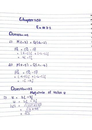 Ex-7.1Notes (Solutions) of Chapter7: Vectors 2nd YEAR