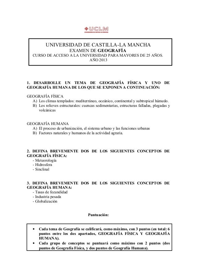 preguntas admision geografia examen de geograf 237 a mayores 25 a 241 os 2013 uclm preguntas admision geografia examen de geograf 237 a mayores 25 a 241 os 2013 uclm
