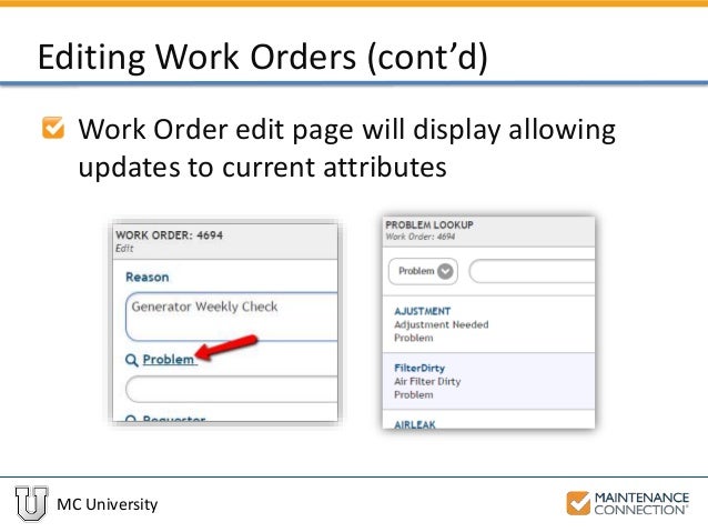 ex03 work order management through mc express mcui work order generator