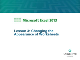 Lesson 3: Changing the
Appearance of Worksheets
 