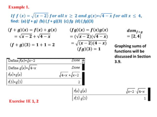 Example 1.
Graphing sums of
functions will be
discussed in Section
3.9.
Exercise 1E 1, 2