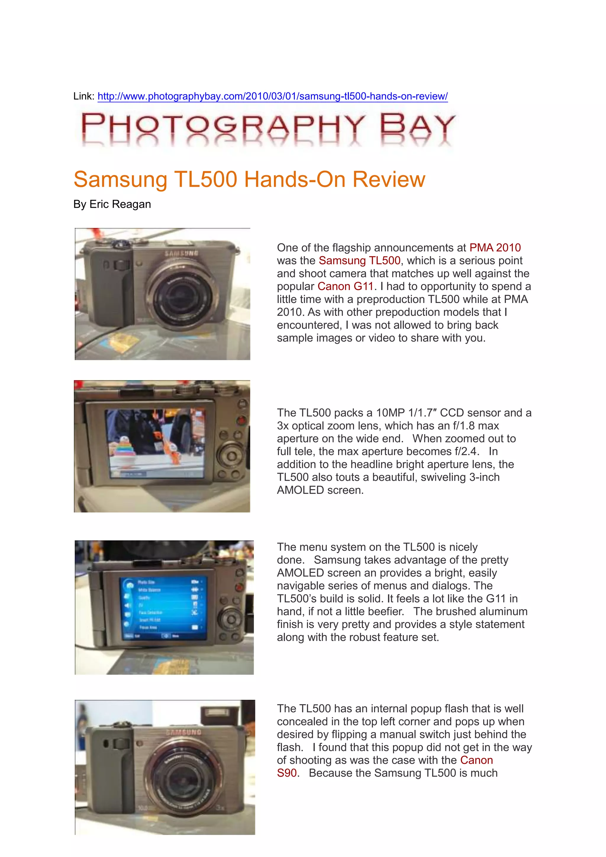 Samsung TL500 HandsOn Review PDF