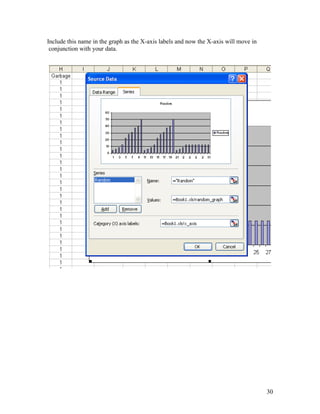 Include this name in the graph as the X-axis labels and now the X-axis will move in
conjunction with your data.
30
 