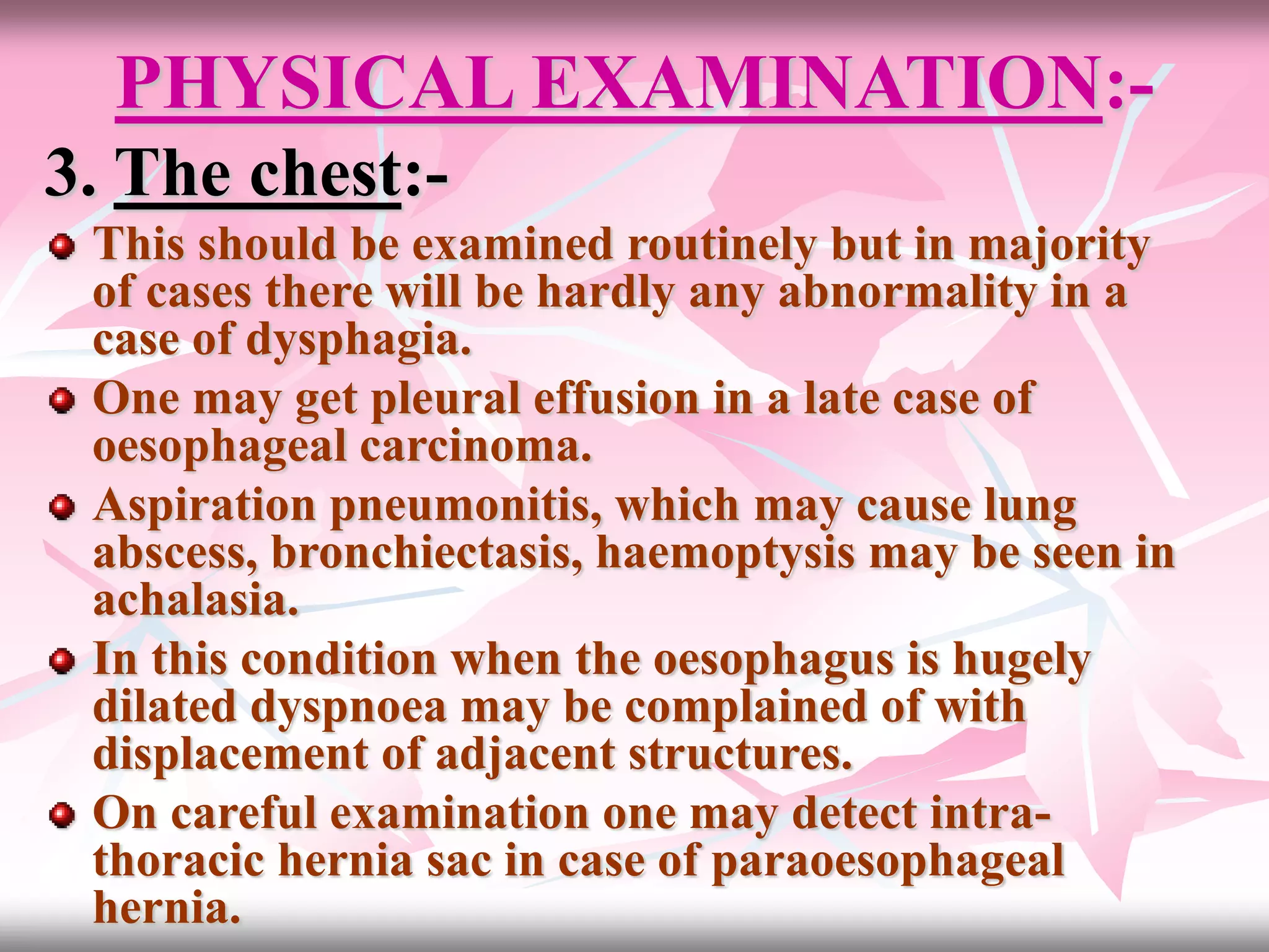 Examination of a case of Dysphagia | PPT