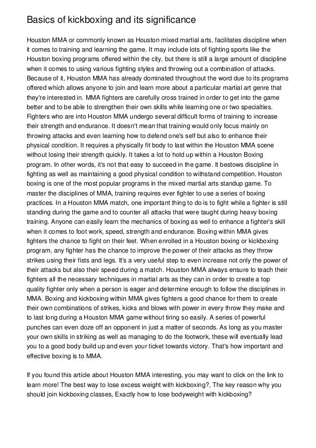 Basics of kickboxing and its significance