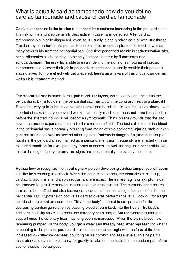 What is actually cardiac tamponade how do you define cardiac tamponade