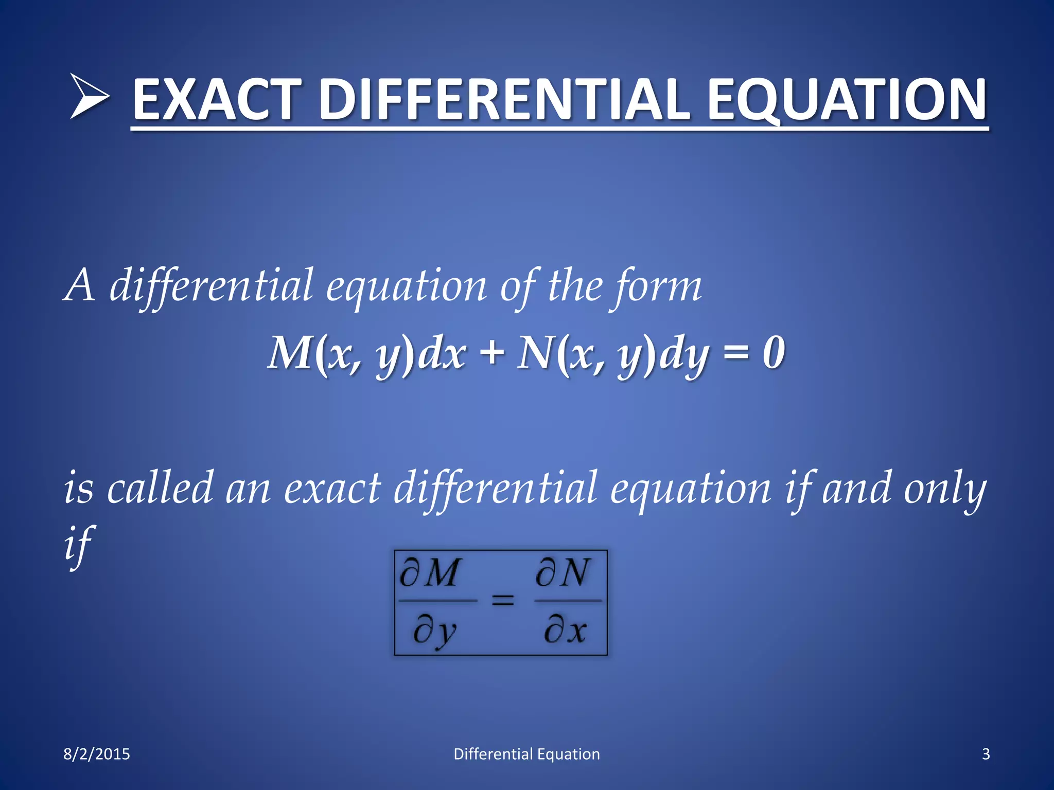 Exact & non differential equation PPT