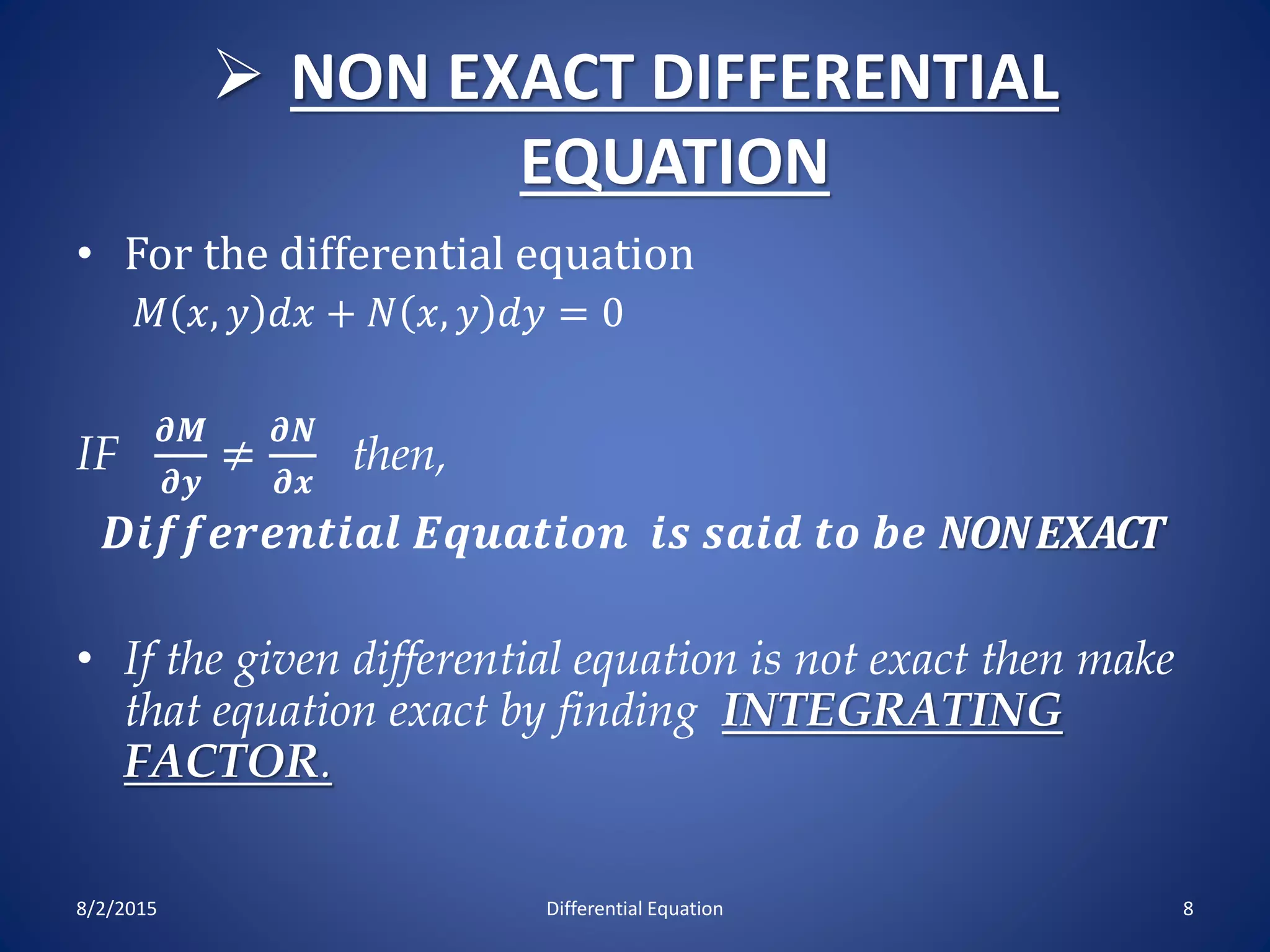 Exact & non differential equation | PPTX | Physics | Science
