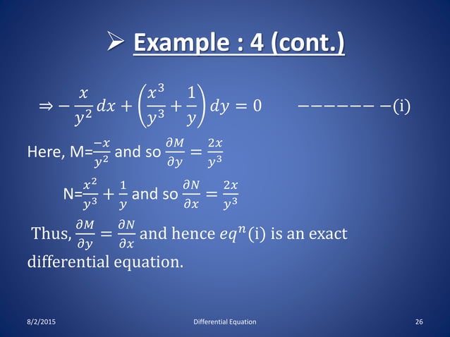 Exact & non differential equation | PPTX | Physics | Science