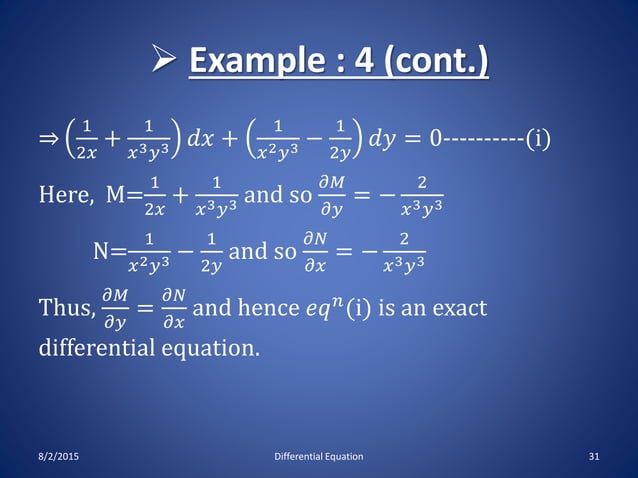 Exact & non differential equation | PPTX | Physics | Science