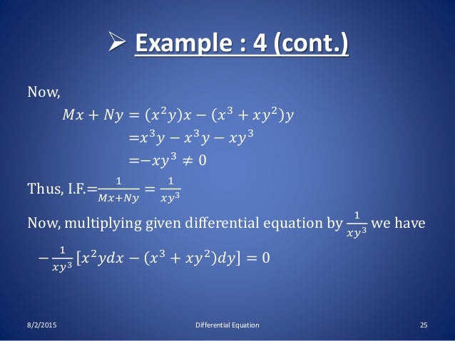 Exact Non Differential Equation Exact Non Differential Equation