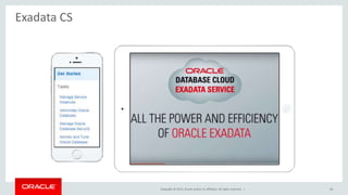 Copyright © 2015, Oracle and/or its affiliates. All rights reserved. | 56
Exadata CS
 