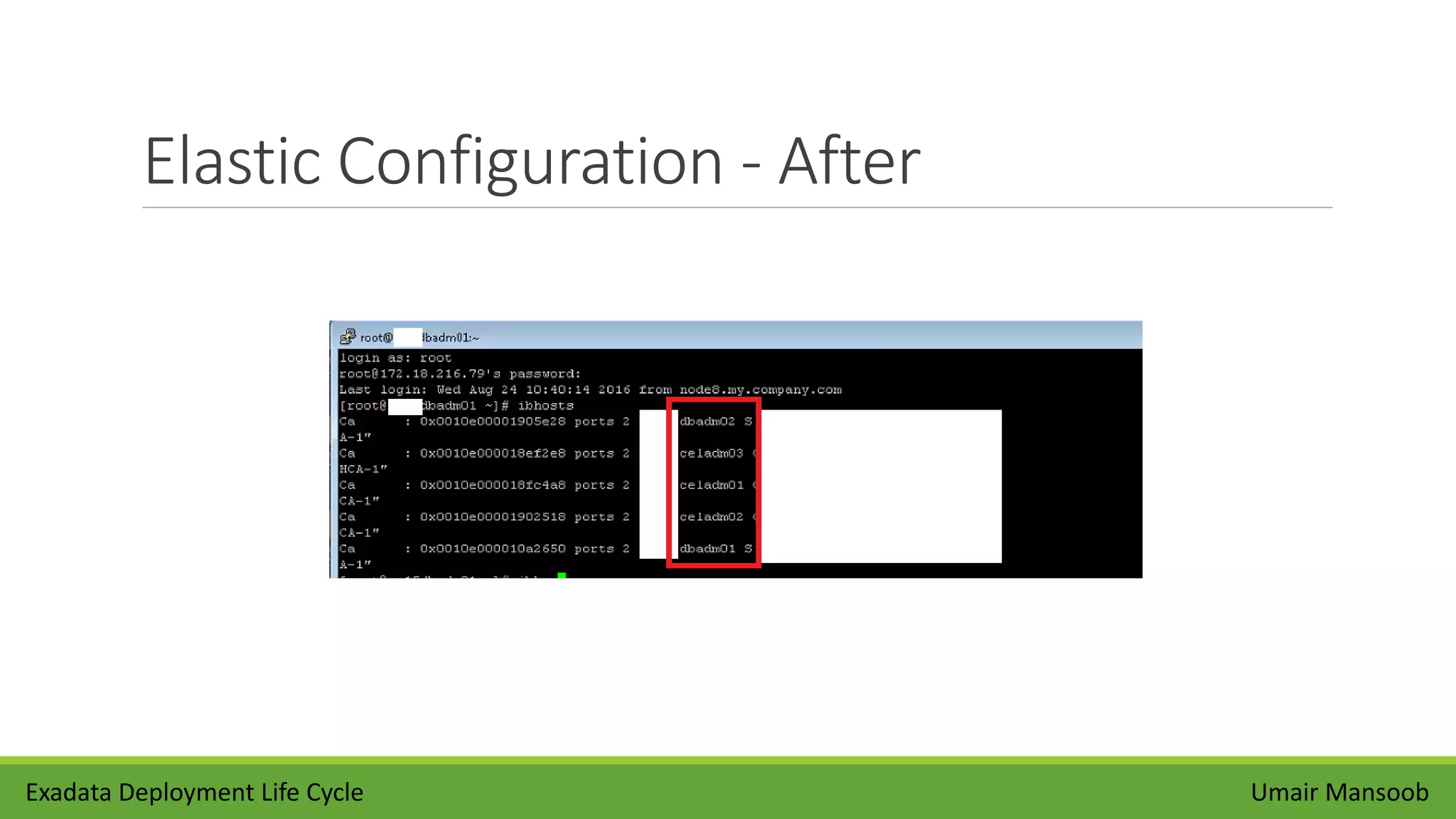 Elastic Configuration - After
Exadata Deployment Life Cycle Umair Mansoob
 