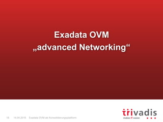 Exadata OVM als Konsolidierungsplattform18 14.04.2016
Exadata OVM
„advanced Networking“
 