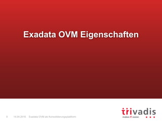 Exadata OVM als Konsolidierungsplattform9 14.04.2016
Exadata OVM Eigenschaften
 