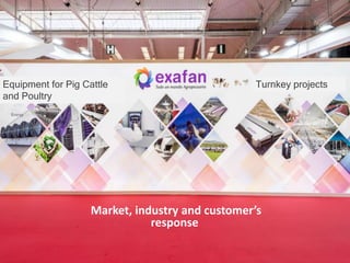 Market, industry and customer’s
response
Turnkey projectsEquipment for Pig Cattle
and Poultry
 