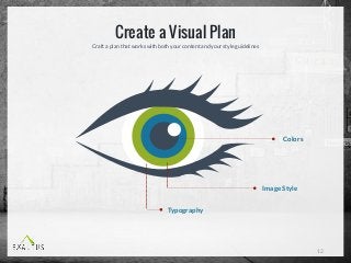 Craft a plan that works with both your content and your style guidelines
Create a Visual Plan
12
Typography
Colors
Image Style
 