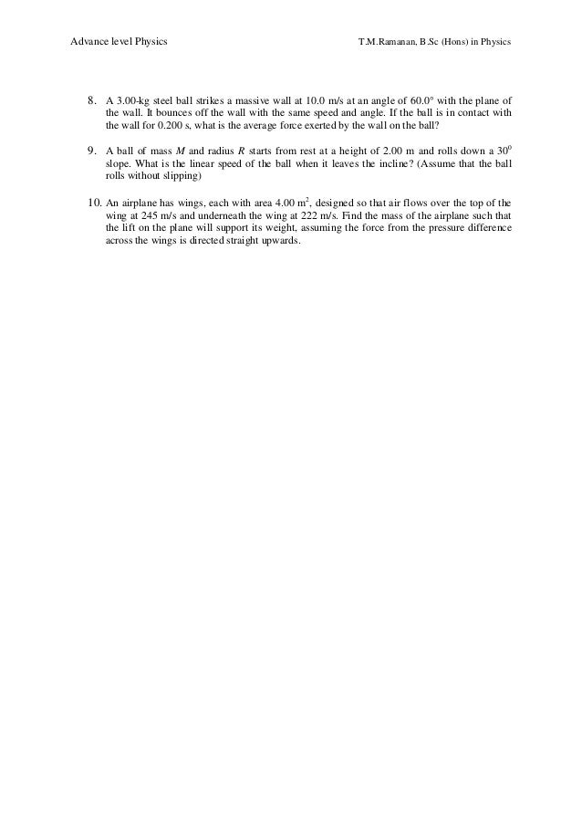 Physics (Mechanics) Revision Examination