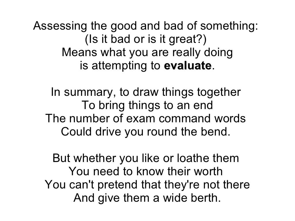 Exam command words A poem