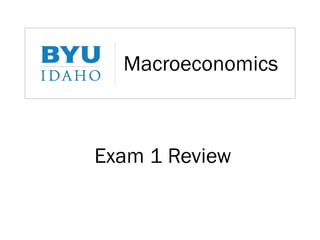 Macroeconomics
Exam 1 Review
 
