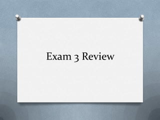 Exam 3 Review
 