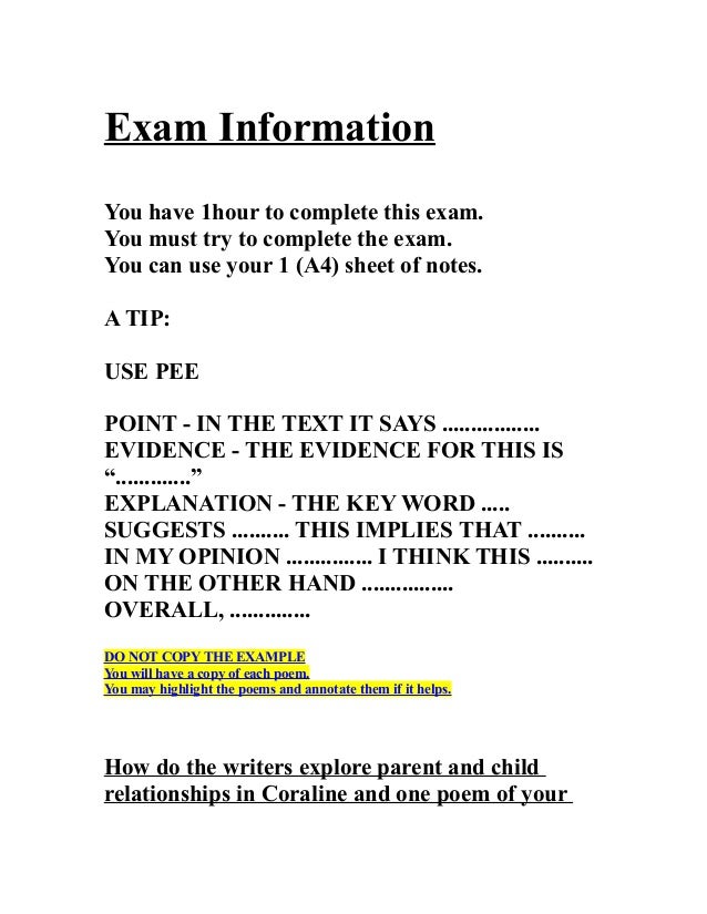 Exam booklet