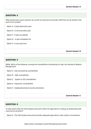 Cloud Security Alliance CCSK exam dump free | PDF