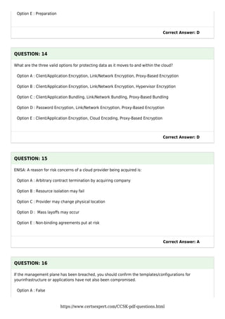 Cloud Security Alliance CCSK exam dump free | PDF