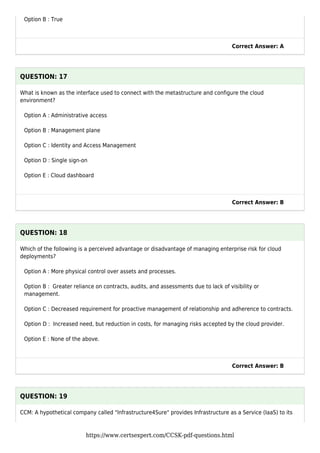 Cloud Security Alliance CCSK exam dump free | PDF