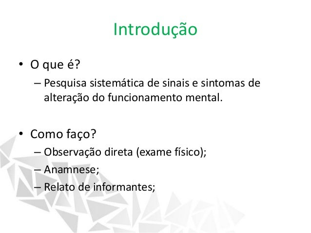 Exame do estado mental psiquiatria