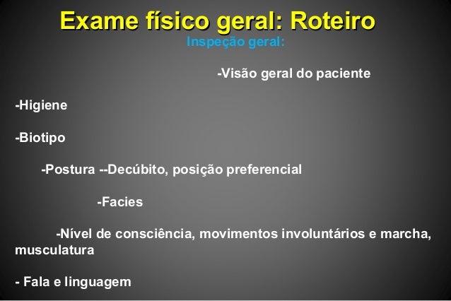 Roteiro exame fisico