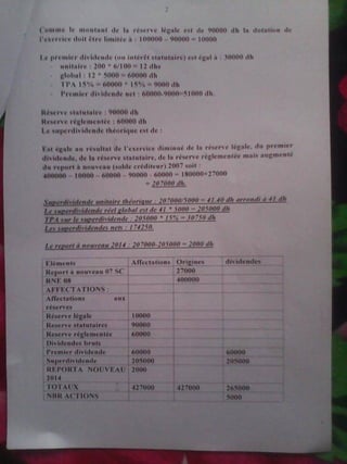 Examen de comptabilite de societe et correction 
