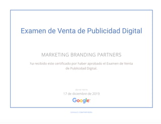 Marketing Branding Examen de Venta de Publicidad Digital