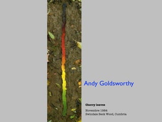 Andy Goldsworthy


Cherry leaves

Novembre 1984
Swindale Beck Wood, Cumbria
 