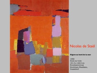 Nicolas de Staël

Figure au bord de la mer

1952
Huile sur toile
161.5 x 129.5 cm
Kunstsammlung
Nordrhein-Westfalen,
Dusseldorf
 