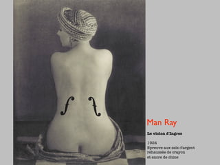 Man Ray
Le violon d'Ingres

1924
Epreuve aux sels d'argent
réhaussée de crayon
et encre de chine
 