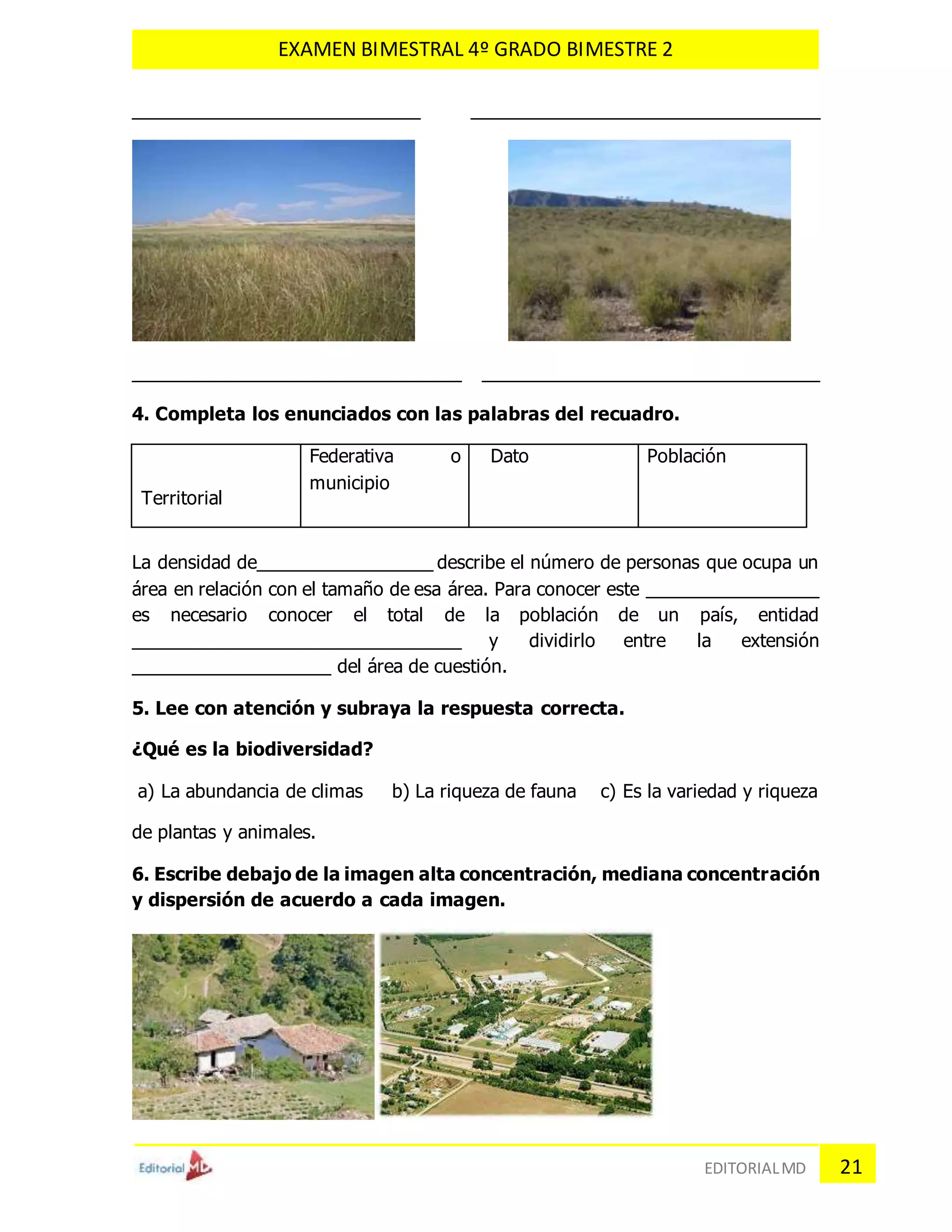 Examen cuarto grado de primaria segundo bloque | DOCX