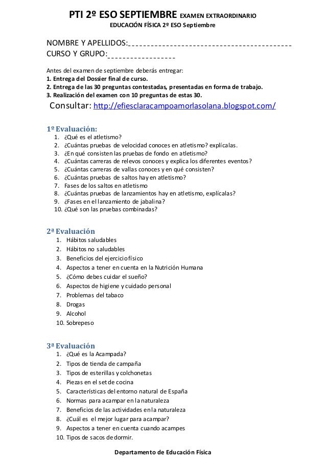 Examen 2Âº Eso Septiembre