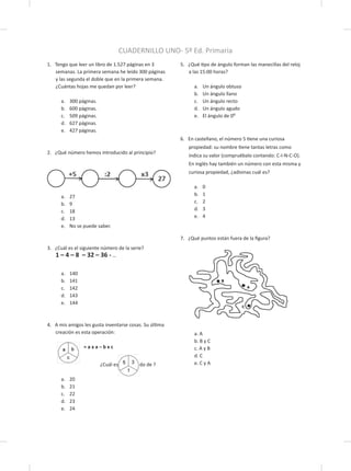 CUADERNILLO UNO- 5º Ed. Primaria
1. Tengo que leer un libro de 1.527 páginas en 3
semanas. La primera semana he leído 300 ...