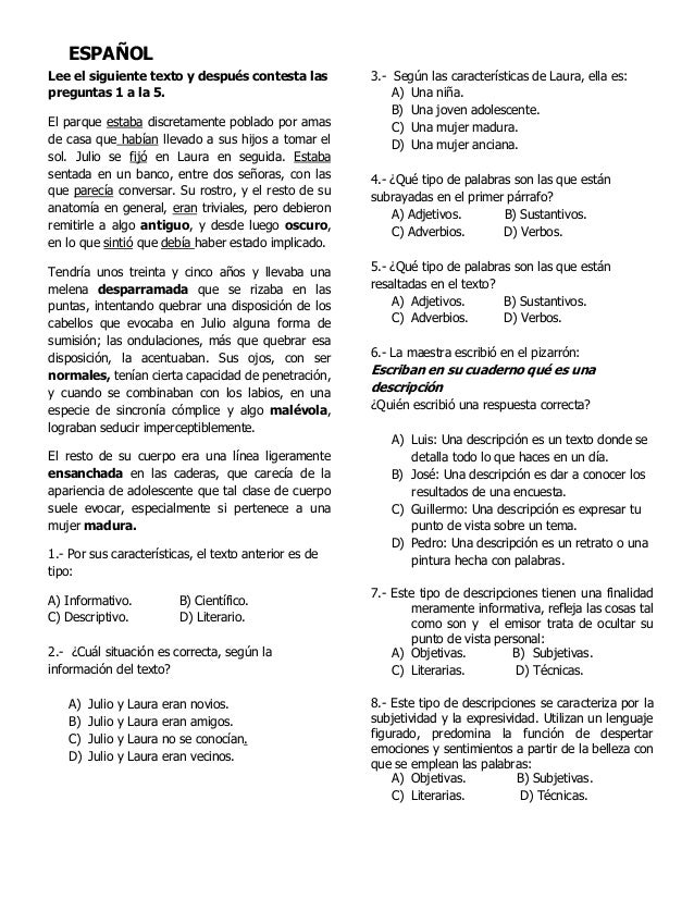 Examen 2016 5 Grado Espaol | examen de 6 grado 5 bimestre 2016 examen de 6 grado 5 Examen 2016 5 Grado Espaol | examen de 6 grado 5 bimestre 2016 examen de 6 grado 5