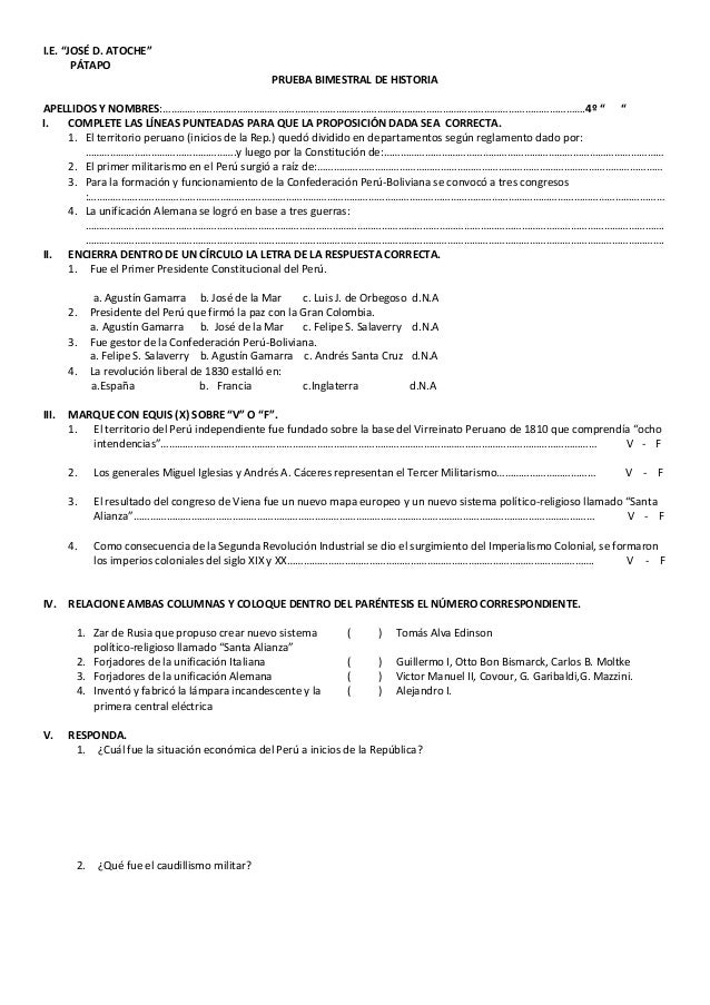 preguntas de historia y geografia del peru examen bimestral de historia preguntas de historia y geografia del peru examen bimestral de historia