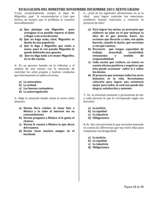 Examen Bimestral Sexto Grado Bim Ii (1) | PDF