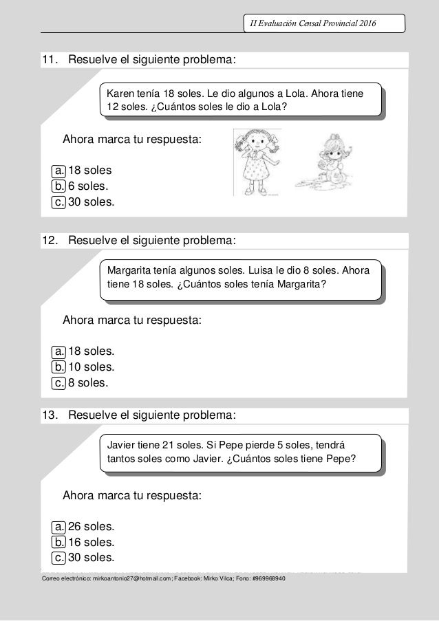 PRUEBA CENSAL MATEMATICA CUARTO DE PRIMARIA PRUEBA CENSAL MATEMATICA CUARTO DE PRIMARIA