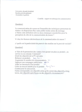 Examen communication (transversal)