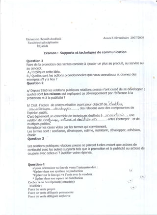 Examen communication (transversal)