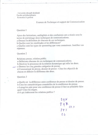 Examen communication (transversal)