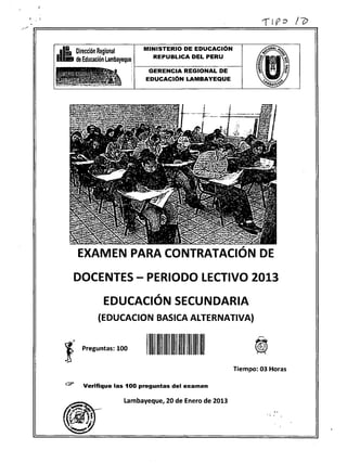 Examen contrato  docente 2013 lambayeque  eba tipo10