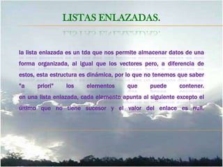 Primer nodo eliminadoSi la lista sólo tiene un nodo, el proceso es también válido, ya que el valor de Lista->siguiente es NULL, y después de eliminar el primer nodo la lista quedará vacía, y el valor de Lista será NULL.De hecho, el proceso que se suele usar para borrar listas completas es eliminar el primer nodo hasta que la lista esté vacía.