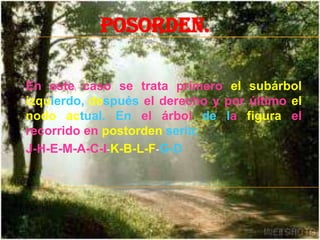 Recorrido pre orden-Raíz-Sub árbol izquierdo-Sub árbol derecho