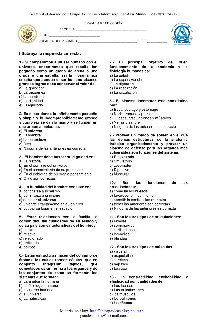 Examen De Filosofia